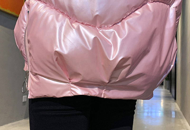 Shiny Female Parkas Winter Thick Solid Plus Size Womens Jacket Loose Stand Collar Glossy Cotton Padded Outwear Casual Coat Lady