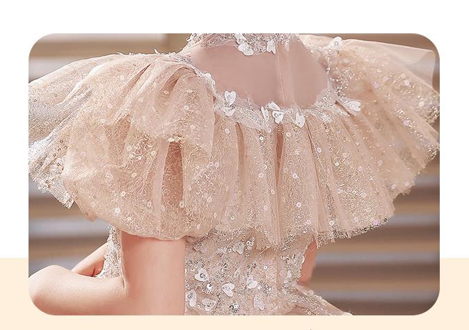 FYMNSI Abito Da Bambina Con Paillettes - Vestito Da Principessa In Tulle, Damigella D'Onore, Festa Di Compleanno, Senza Maniche, Estate, Taglie 3-10 Anni