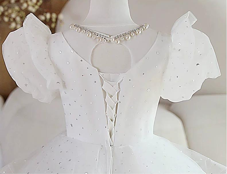 WOCINL Baby Meisjes Kant Strik Bloem Jurken Prinses Bruiloft Verjaardag Pageant Doop Christening Tutu Jurk Met Hoofddeksels