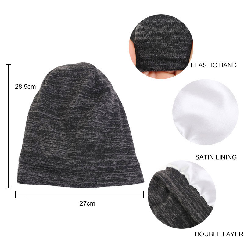 Lot 2 Bonnets Satin Nuit Unisexe - Bonnet Couchage Réglable Doublé Satin Pour Cheveux, Homme Et Femme
