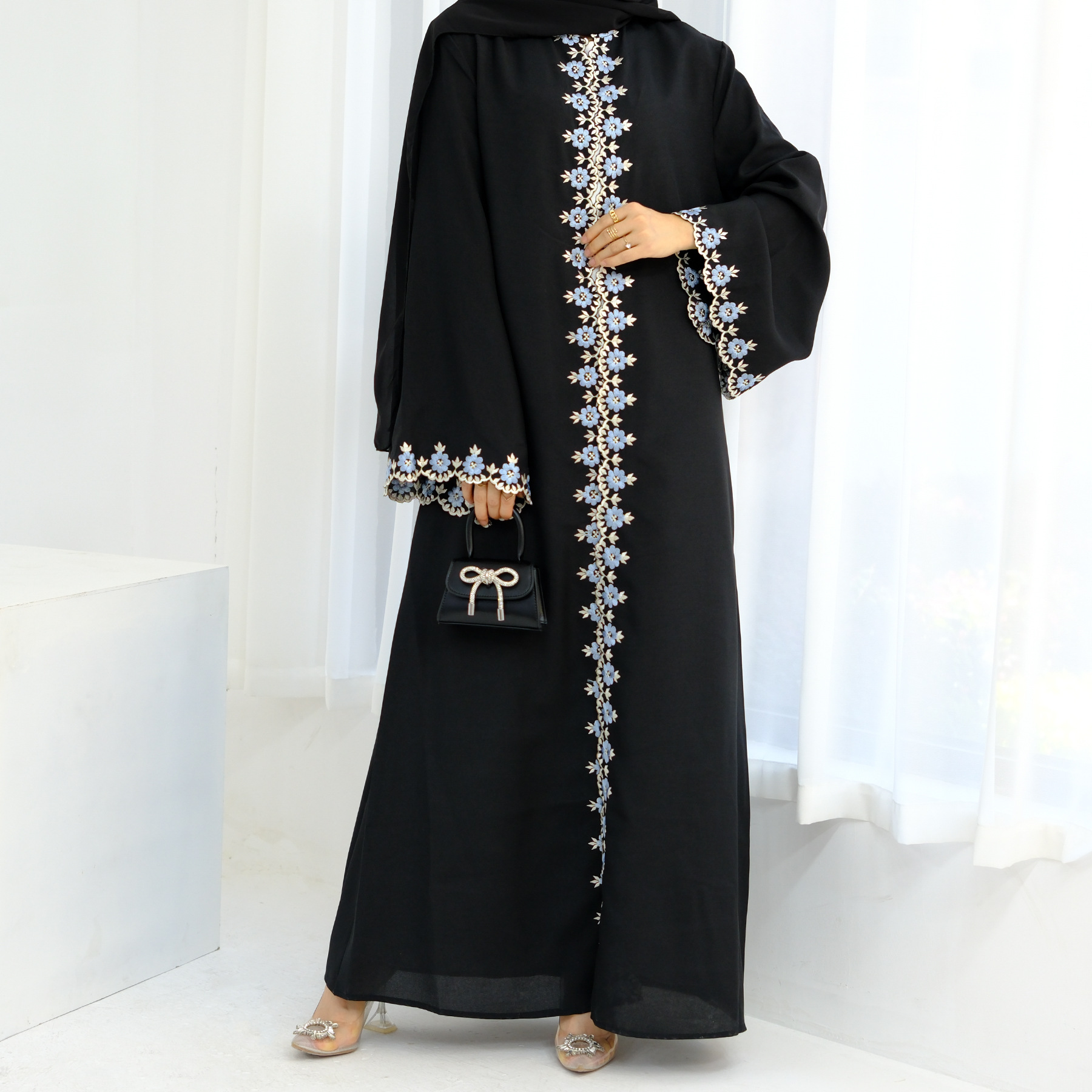 green emerald velvet dress KY902 Embroidered Abaya Dress main image 1