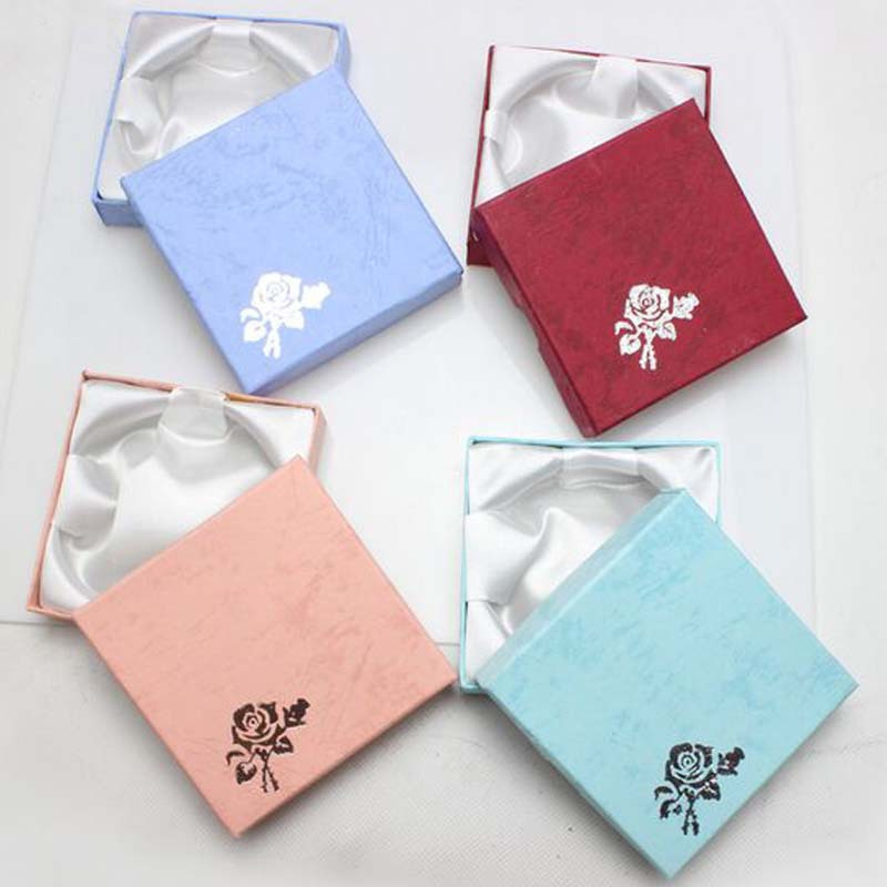 20Pcs/lot Square 9*9cm Paper Jewelry Gift Box 4 Color Available Bracelet Jade Storage Organizer Gift Rost Print Box Wholesale