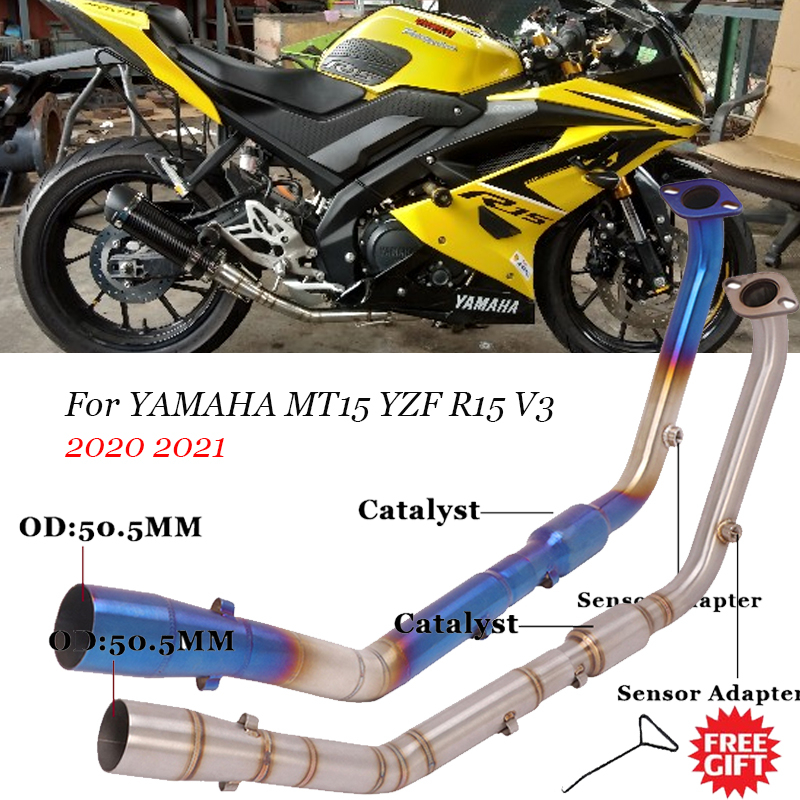 Slip On For Yamaha YZF R15 V3 MT-15 2020 2021 Motorcycle Exhaust System Escape Modified Front Link Pipe With Catalyst Connection - - Racext 14