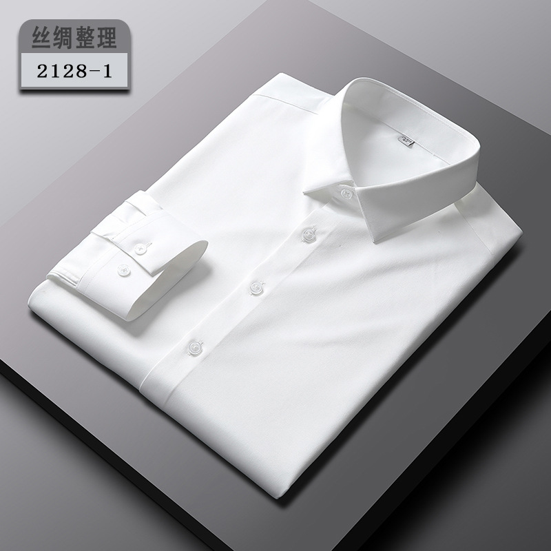 Camisas de vestir para hombre mangas largas formales negocios sin hierro elásticas informales camisas torso - Imagen 18 de 31