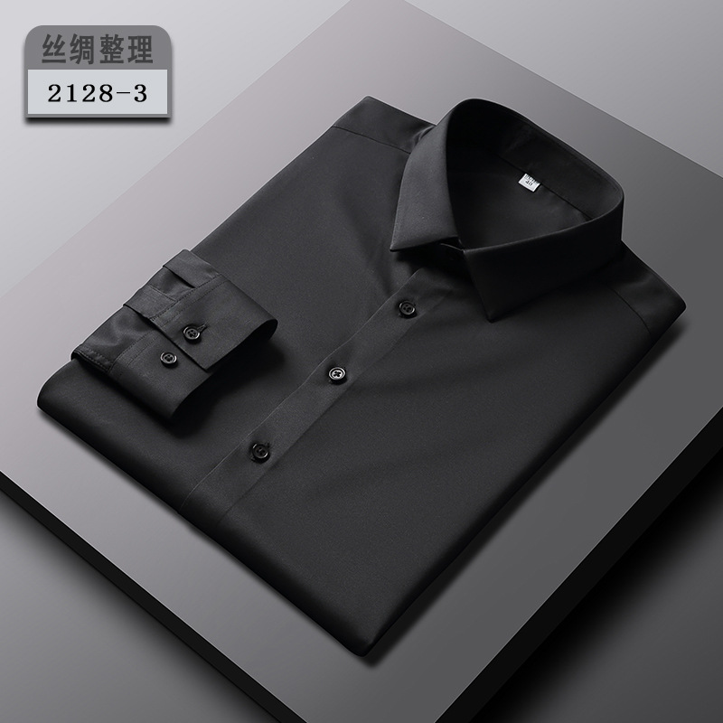 Camisas de vestir para hombre mangas largas formales negocios sin hierro elásticas informales camisas torso - Imagen 20 de 31