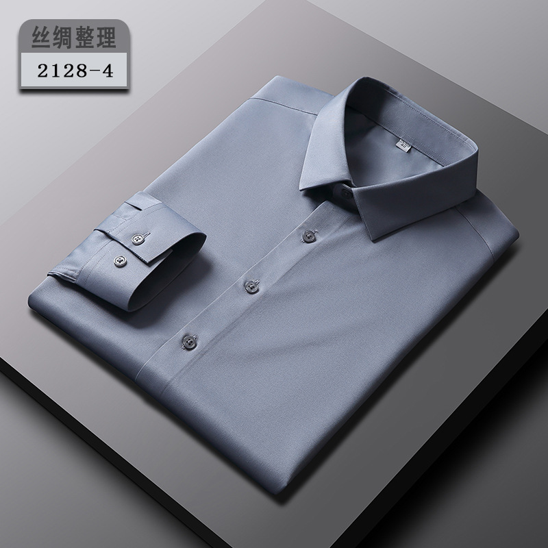 Camisas de vestir para hombre mangas largas formales negocios sin hierro elásticas informales camisas torso - Imagen 21 de 31