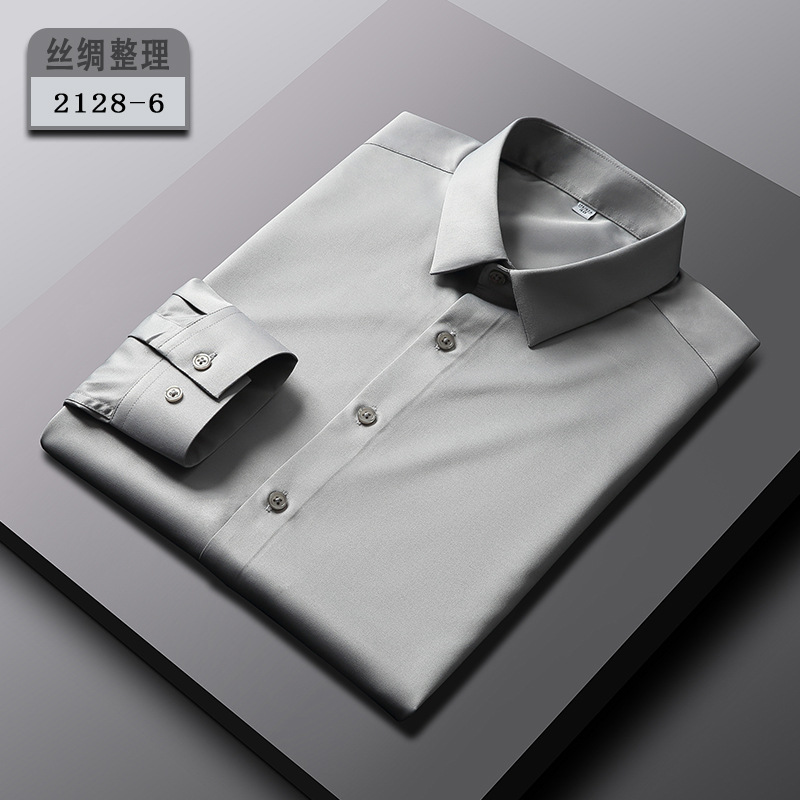 Camisas de vestir para hombre mangas largas formales negocios sin hierro elásticas informales camisas torso - Imagen 23 de 31