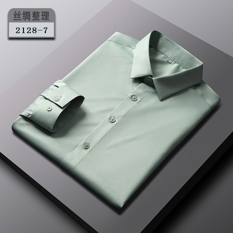 Camisas de vestir para hombre mangas largas formales negocios sin hierro elásticas informales camisas torso - Imagen 24 de 31
