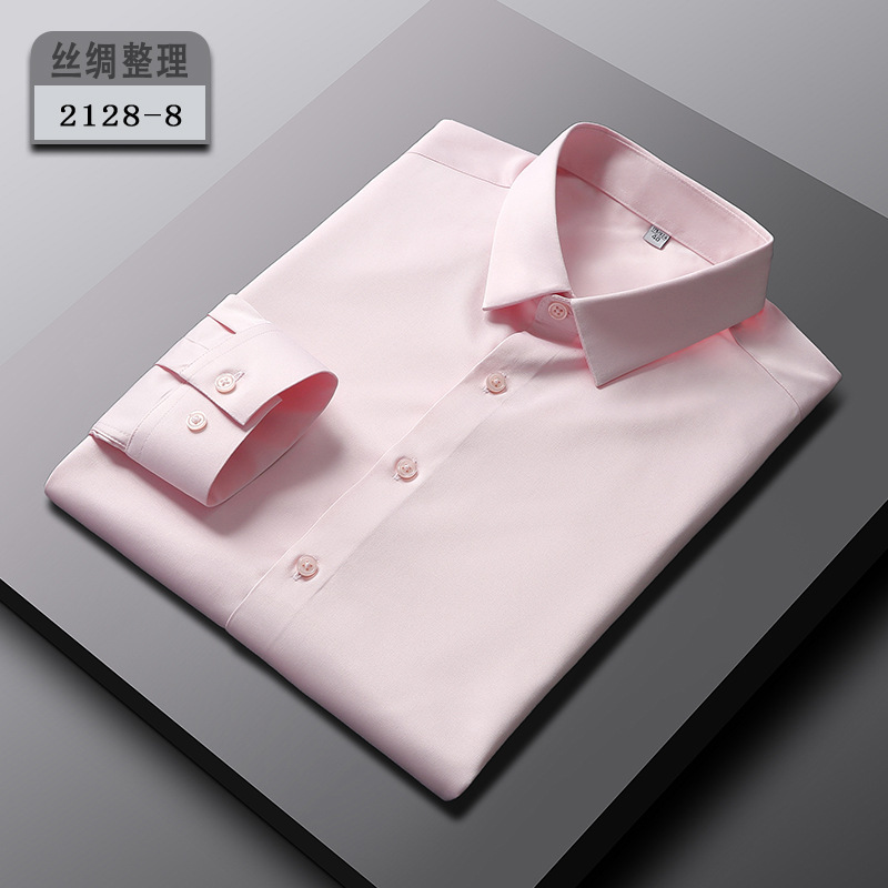 Camisas de vestir para hombre mangas largas formales negocios sin hierro elásticas informales camisas torso - Imagen 25 de 31