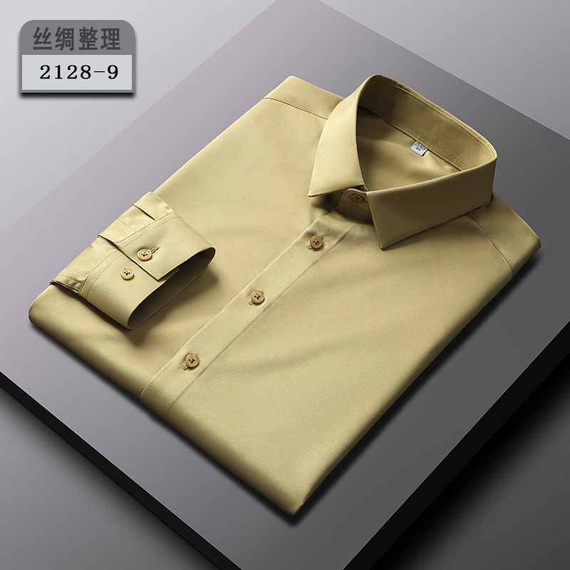 Camisas de vestir para hombre mangas largas formales negocios sin hierro elásticas informales camisas torso - Imagen 26 de 31