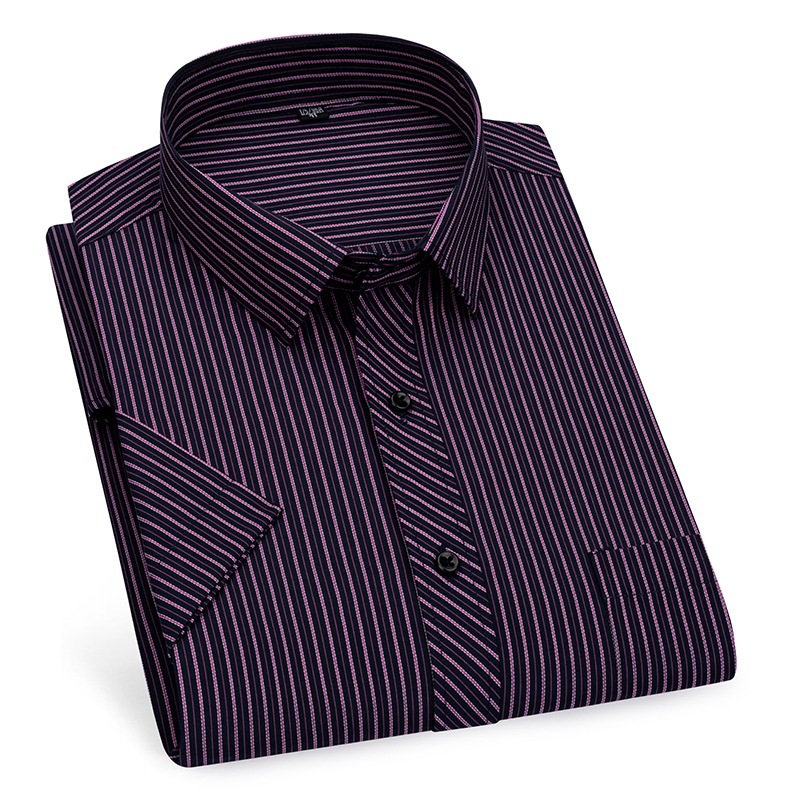 Mens Dress Shirts Short Sleeves Formal Business No Iron Strips Casual Shirts Top - Picture 16 of 24