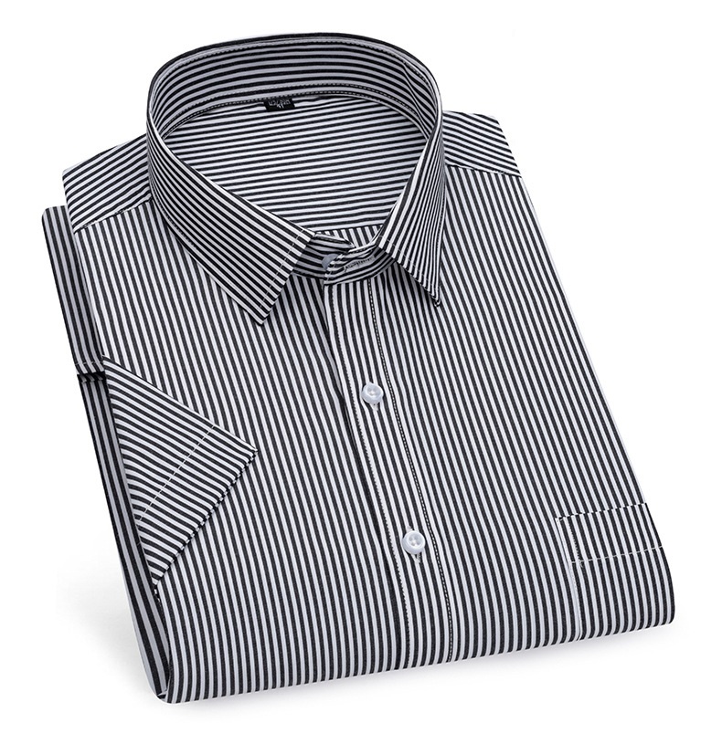 Mens Dress Shirts Short Sleeves Formal Business No Iron Strips Casual Shirts Top - Picture 17 of 24