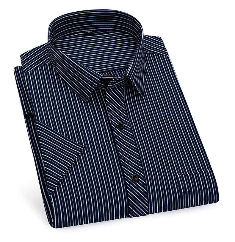 Mens Dress Shirts Short Sleeves Formal Business No Iron Strips Casual Shirts Top - Picture 18 of 24