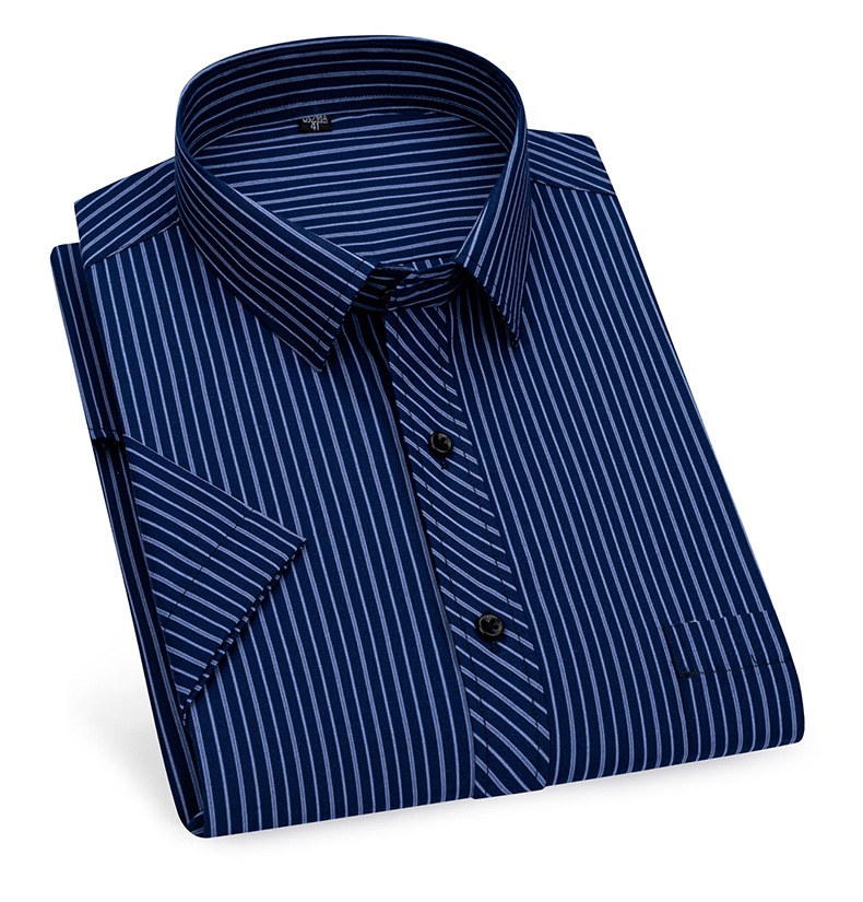 Mens Dress Shirts Short Sleeves Formal Business No Iron Strips Casual Shirts Top - Picture 19 of 24