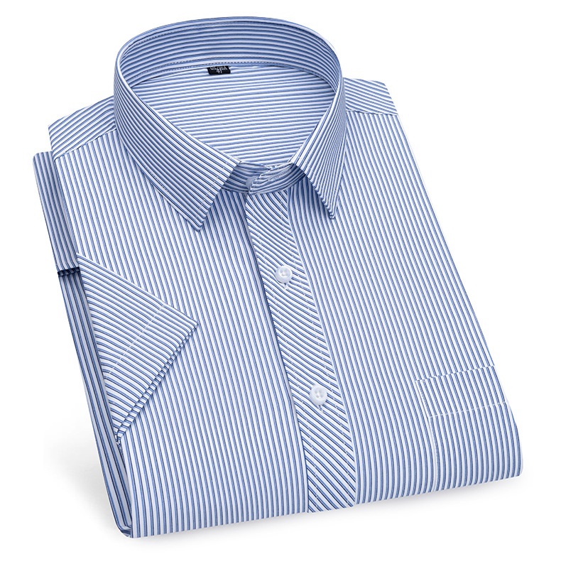 Mens Dress Shirts Short Sleeves Formal Business No Iron Strips Casual Shirts Top - Picture 20 of 24
