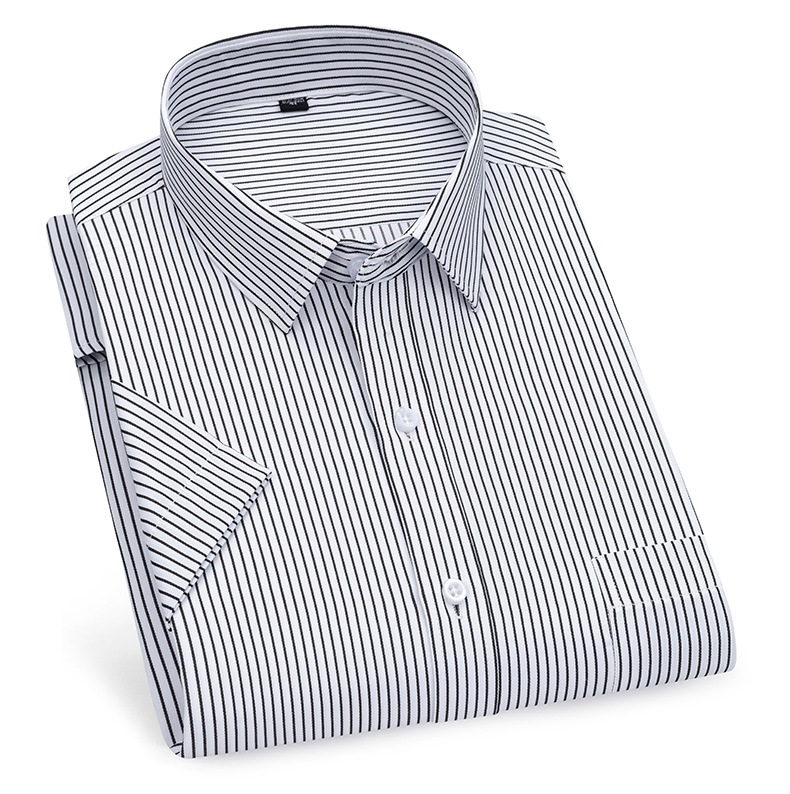 Mens Dress Shirts Short Sleeves Formal Business No Iron Strips Casual Shirts Top - Picture 21 of 24