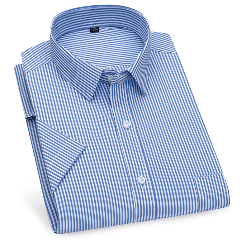 Mens Dress Shirts Short Sleeves Formal Business No Iron Strips Casual Shirts Top - Picture 22 of 24