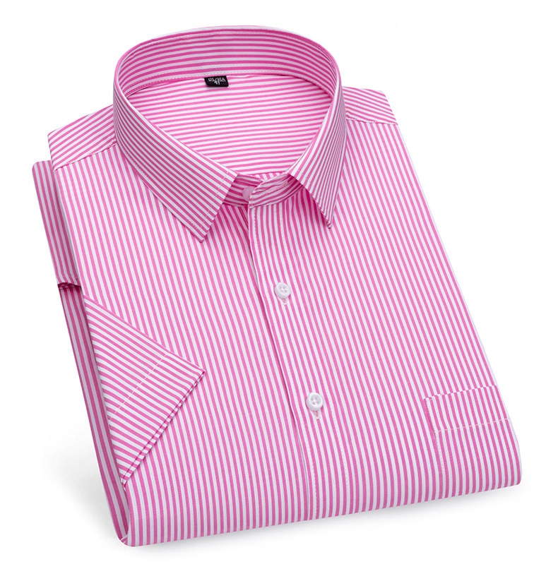 Mens Dress Shirts Short Sleeves Formal Business No Iron Strips Casual Shirts Top - Picture 23 of 24