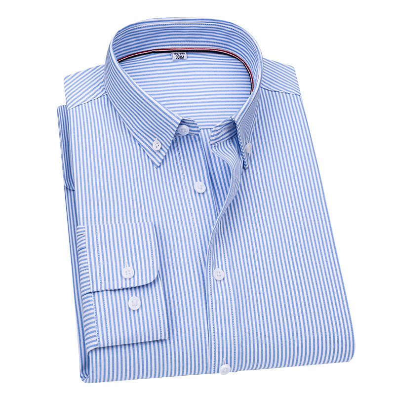 Camicie uomo Oxford formali business maniche lunghe strisce casual eleganti camicie top - Foto 17 di 24