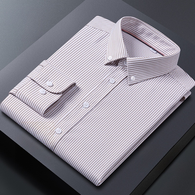 Camicie uomo Oxford formali business maniche lunghe strisce casual eleganti camicie top - Foto 18 di 24
