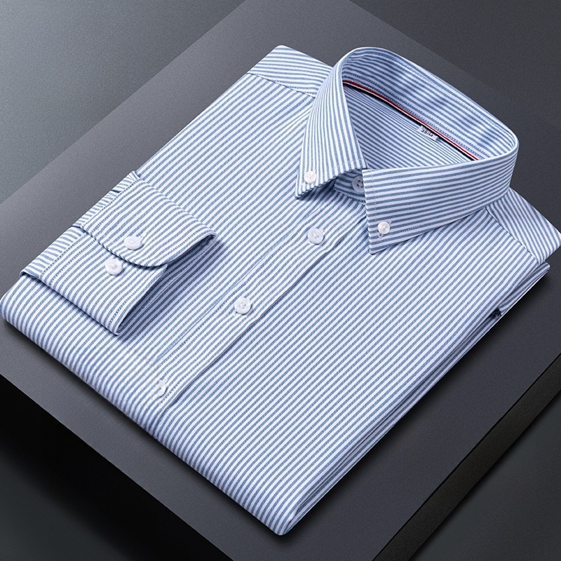 Camicie uomo Oxford formali business maniche lunghe strisce casual eleganti camicie top - Foto 19 di 24