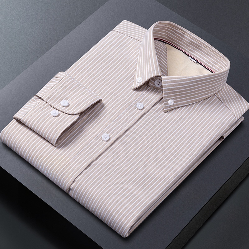 Camicie uomo Oxford formali business maniche lunghe strisce casual eleganti camicie top - Foto 22 di 24