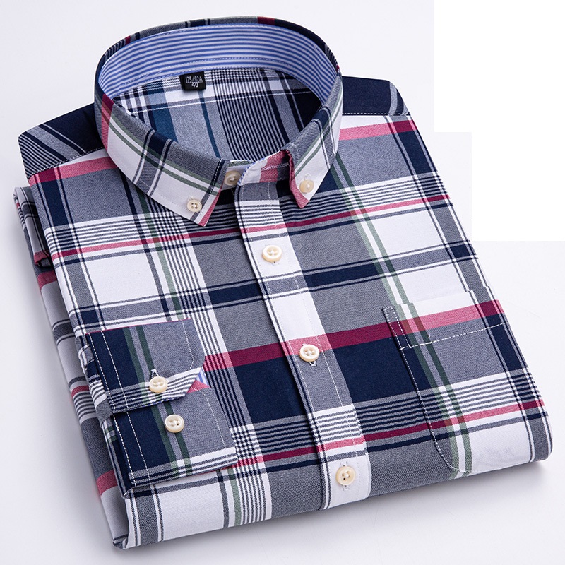 Mens Oxford Shirts Formal Business Long Sleeves Cotton Casual Dress Shirts Tops - Picture 43 of 48