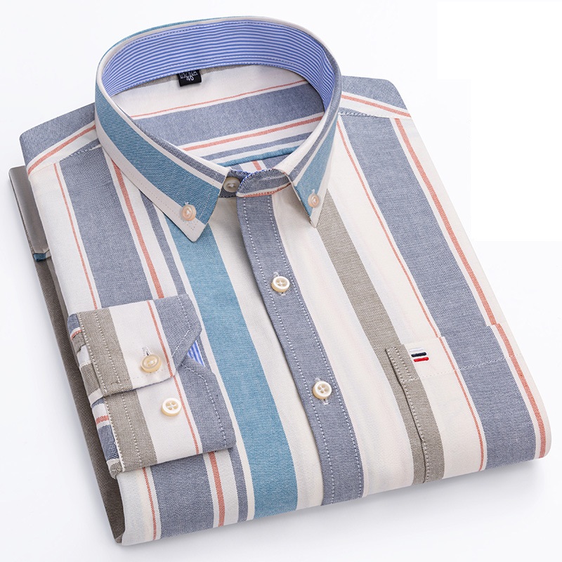 Mens Oxford Shirts Formal Business Long Sleeves Cotton Casual Dress Shirts Tops - Picture 45 of 48