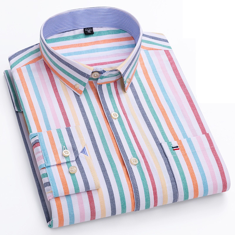 Mens Oxford Shirts Formal Business Long Sleeves Cotton Casual Dress Shirts Tops - Picture 46 of 48