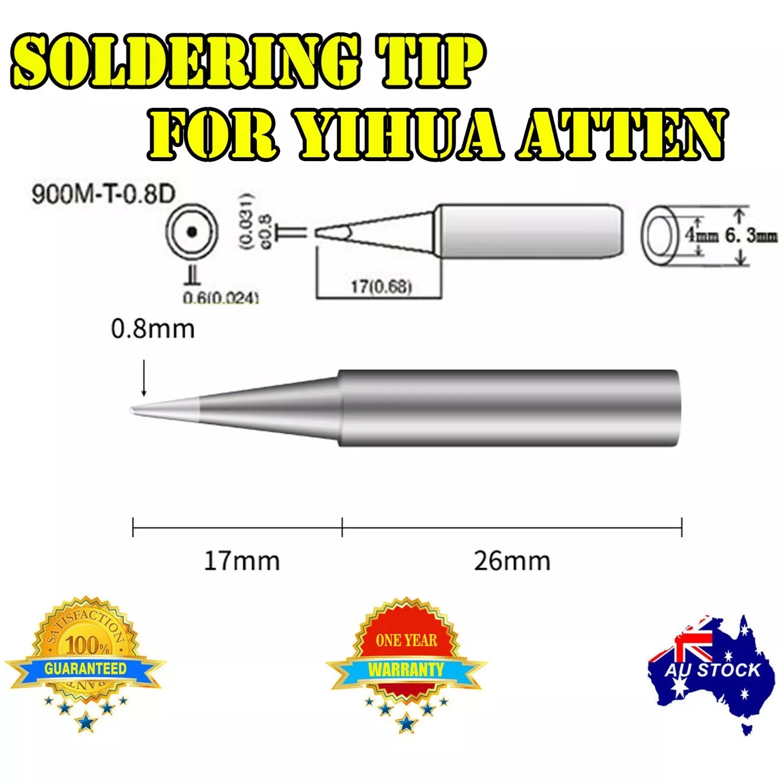 SOLDER SOLDERING IRON STATION Tips 900M-T Lead Free YIHUA ATTEN HAKKO 936 937 AU - Picture 6 of 15
