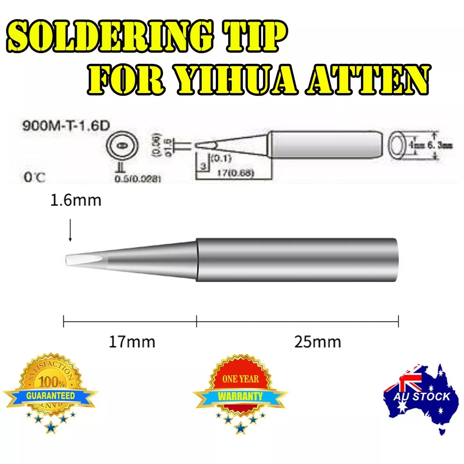 SOLDER SOLDERING IRON STATION Tips 900M-T Lead Free YIHUA ATTEN HAKKO 936 937 AU - Picture 8 of 15