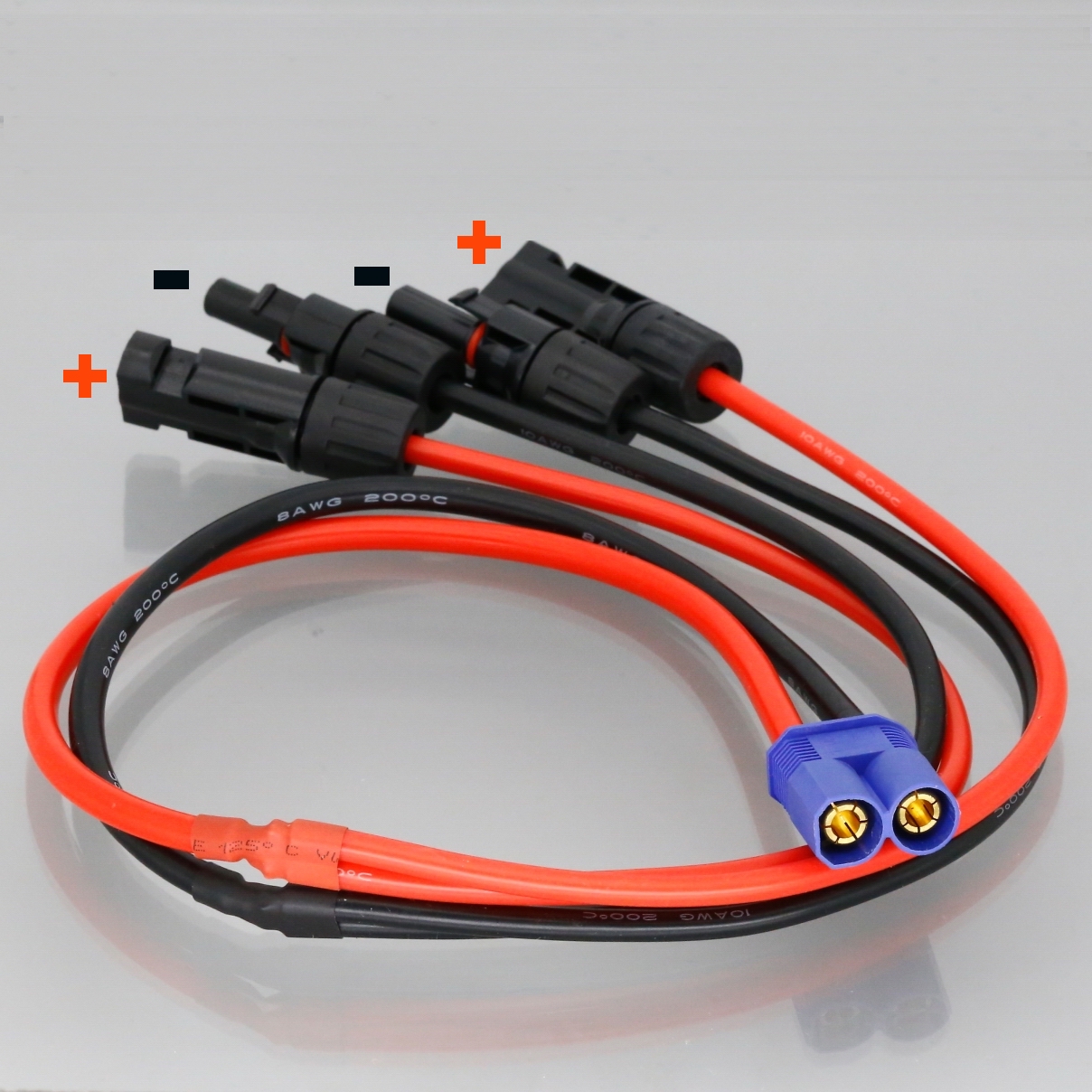 Battery Adapter EC8 to Y-Split Solar Panel 2x MC 4mm Connector 8AWG 1~6FT Wire