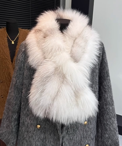 Women's Real Mink Fur Scarf Ear Muffs Neck Warmer Scarf Long fur scarf - Picture 12 of 17