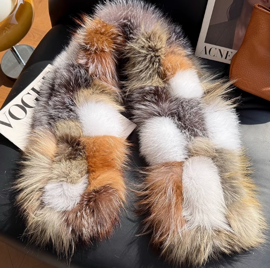 Women's Real Mink Fur Scarf Ear Muffs Neck Warmer Scarf Long fur scarf - Picture 13 of 17