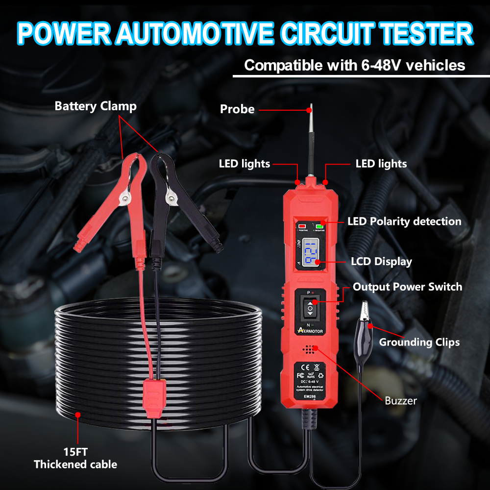 6-48V Digital Automotive Car Power Circuit Electrical Tester Probe Test w/ Light - Picture 17 of 23