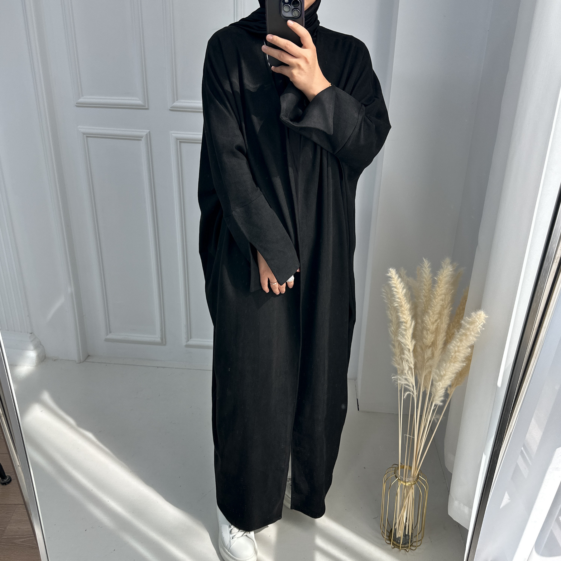 Dubai Kaftan Women Loose Autumn Cardigan Long Sleeved Abaya Robe Muslim Burqa