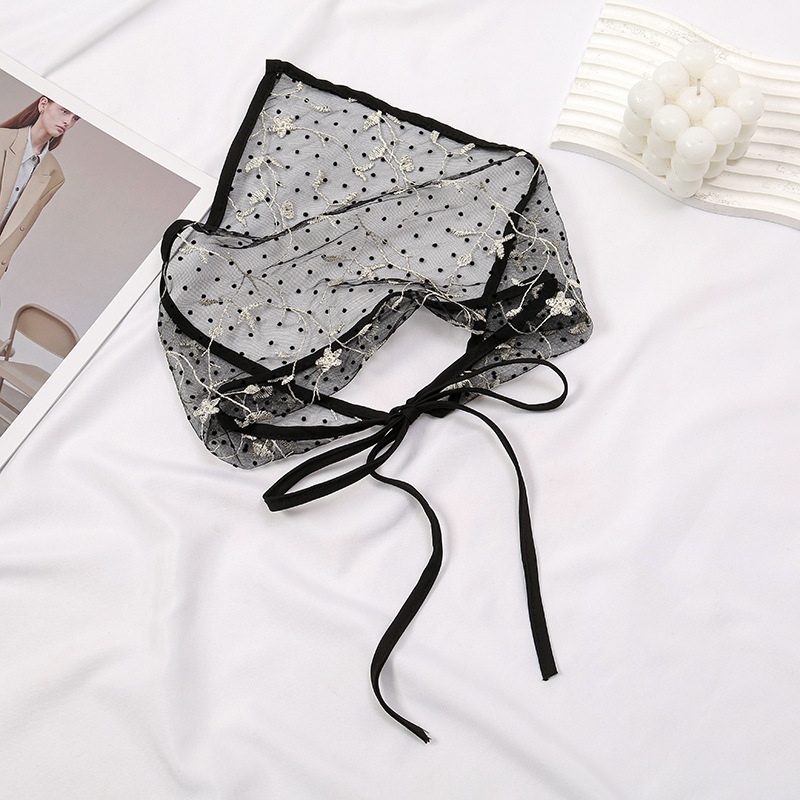 Summer Women Triangle Scarf Lace Gauze Embroidery Floral Turban Girl Kerchief - Picture 7 of 9