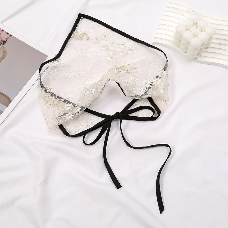 Summer Women Triangle Scarf Lace Gauze Embroidery Floral Turban Girl Kerchief - Picture 8 of 9