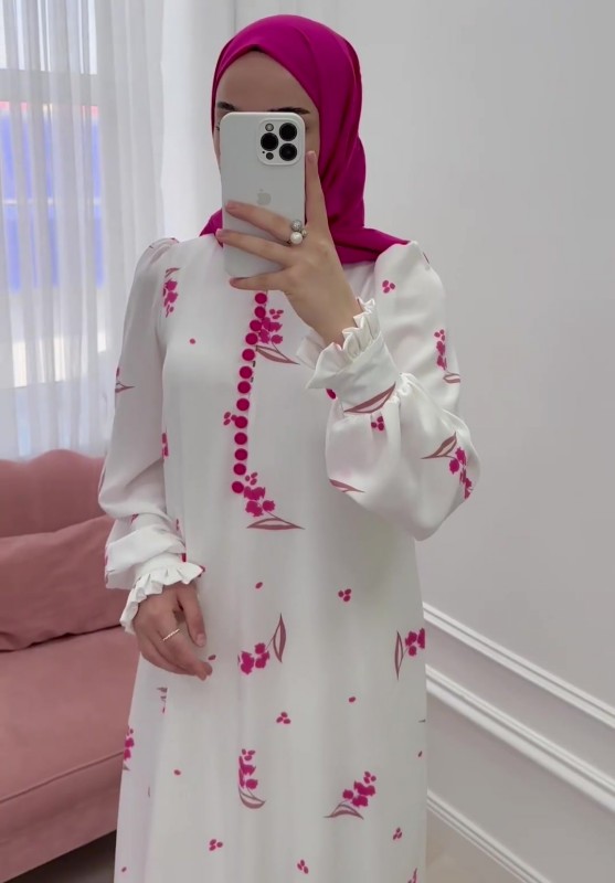 Dubai Türkei arabisches Druck Kleid Eid Muslim Abaya islamische Frauen Robe Marokko Kaftan - Bild 11 von 15