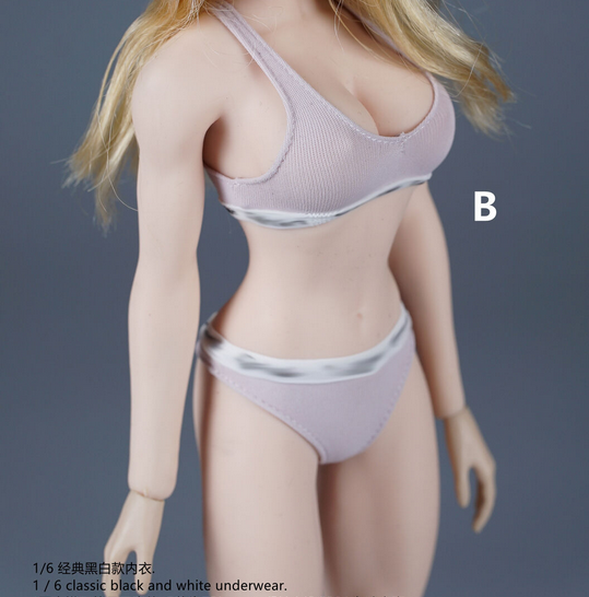 1/6 Large Bust Pale Female Body With Beauty Girl Head Sculpt Bra set Clothes Toy