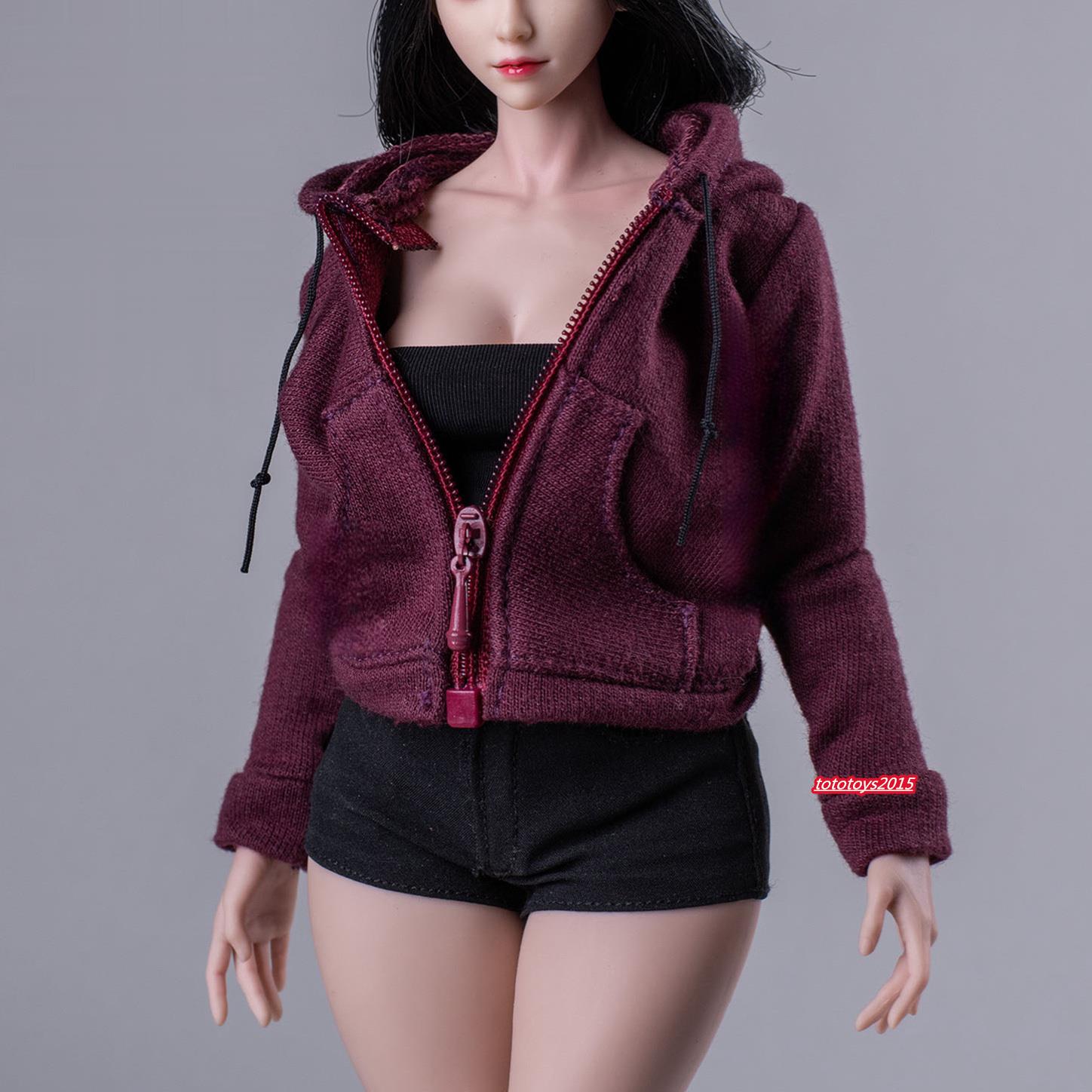 Sudadera con Capucha 1/6 Cremallera Top Abrigo Ropa Ajuste 12 '' Mujer PH TBL Figura Cuerpo - Imagen 8 de 9