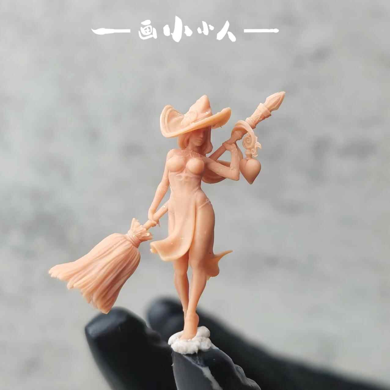 1/64 1/87 1/43 Magic Broom Girl Szene Miniatur Figuren Puppe für Autos Modell Spielzeug - Bild 7 von 8