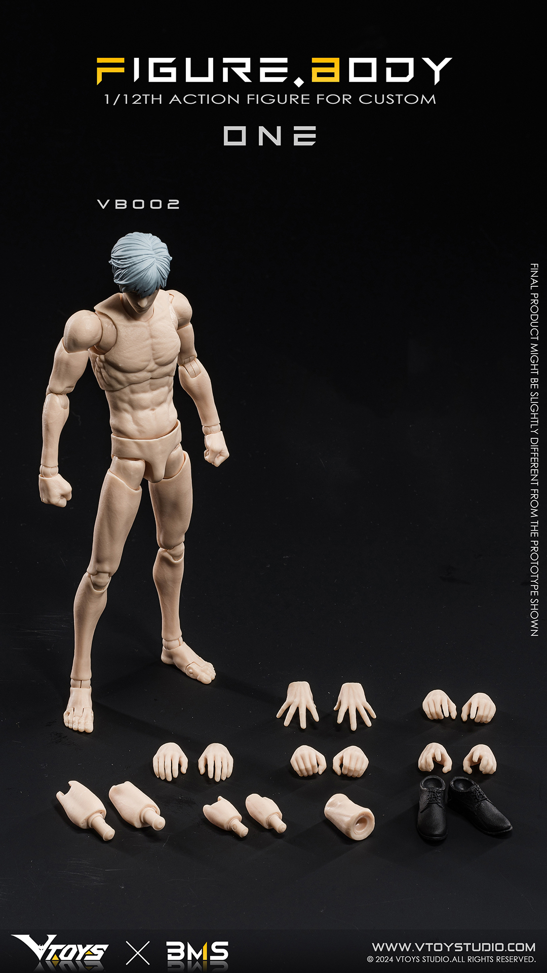 VTOYS X BMS 1:12 Male Head Body Flexible Man Jointed 6&Prime; Action Figure Model Toy