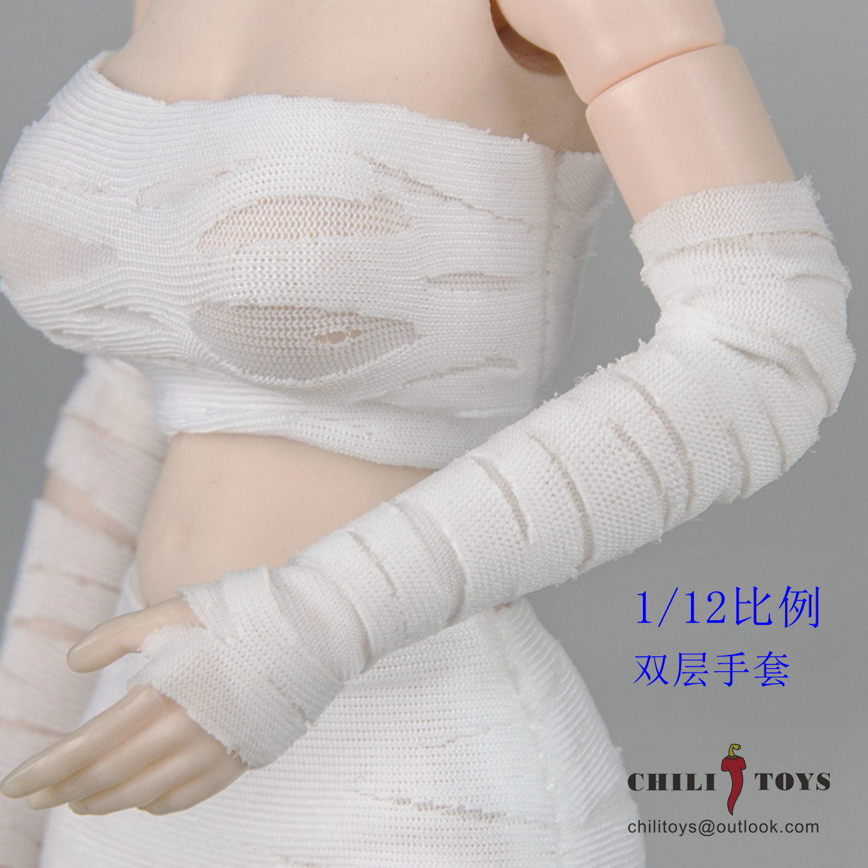 1/12 CHILI TOYS Bandage Tube top gloves Joint Leg cover hollow top Clothes Toys - Picture 16 of 20