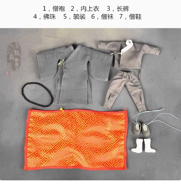 1:12 Ancient Tang Monk Yellow Robe Male Clothes Suit Fit 6'' Soldier Figure Toy - Picture 36 of 36