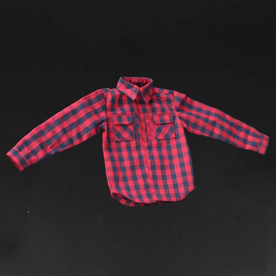AFS X010 1/6 Plaid Shirt Long Sleeve Shirt Top Clothes Fit 12 » Male Figure Body