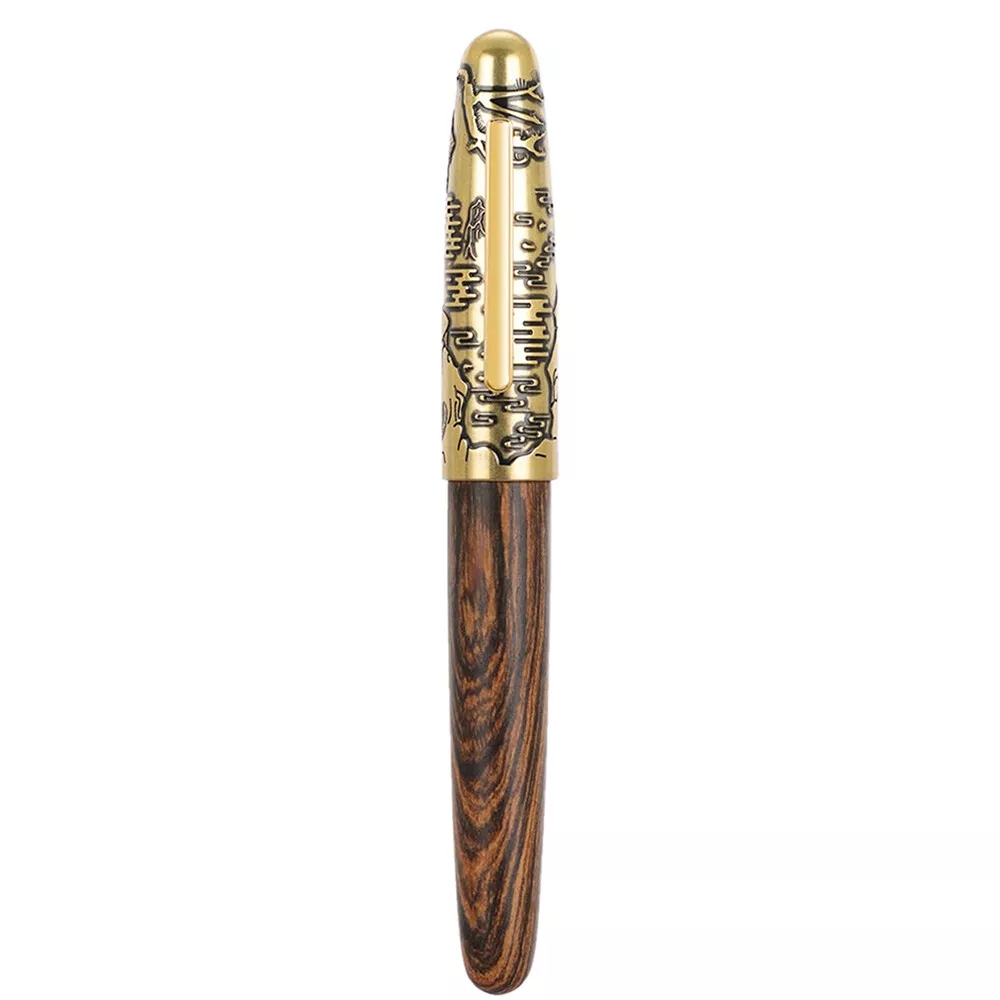 Jinhao 9056 Fine/0.5mm Nib Fountain Pen Wooden Tiger Embossed Smooth practicing - Picture 10 of 11