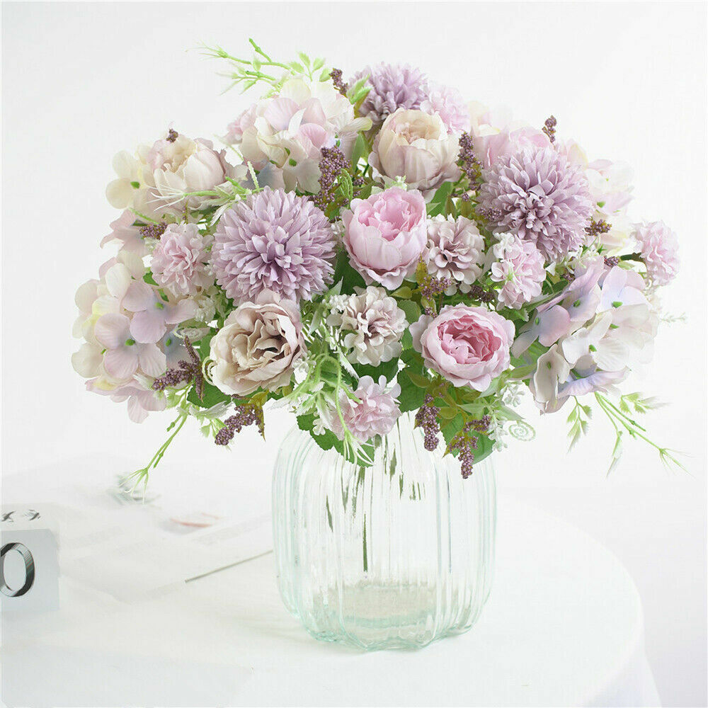 US Artificial Silk Peony Flowers Bunch Bouquet Home Wedding Party Holiday Decor - Picture 16 of 20