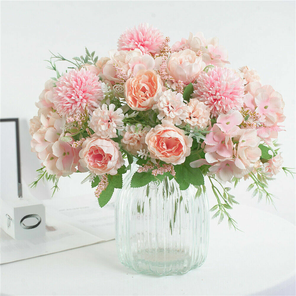 US Artificial Silk Peony Flowers Bunch Bouquet Home Wedding Party Holiday Decor - Picture 18 of 20