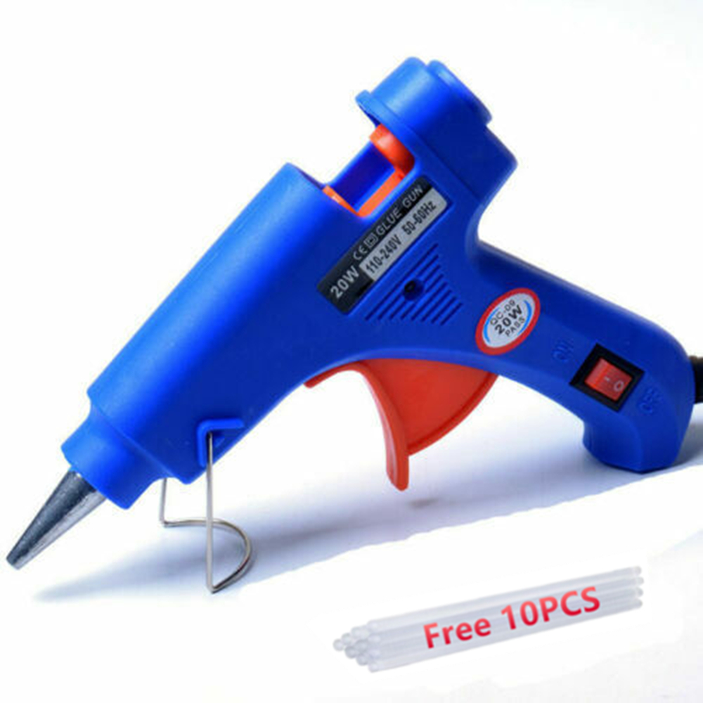 20W Mini Hot Glue Gun Set DIY Arts Home Quick Repairs Tools with 10 Glue Sticks